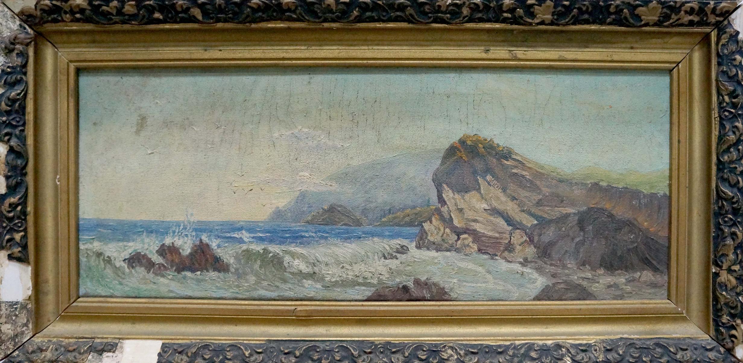 Oil painting Seascape and mountain shore Unknown artist
