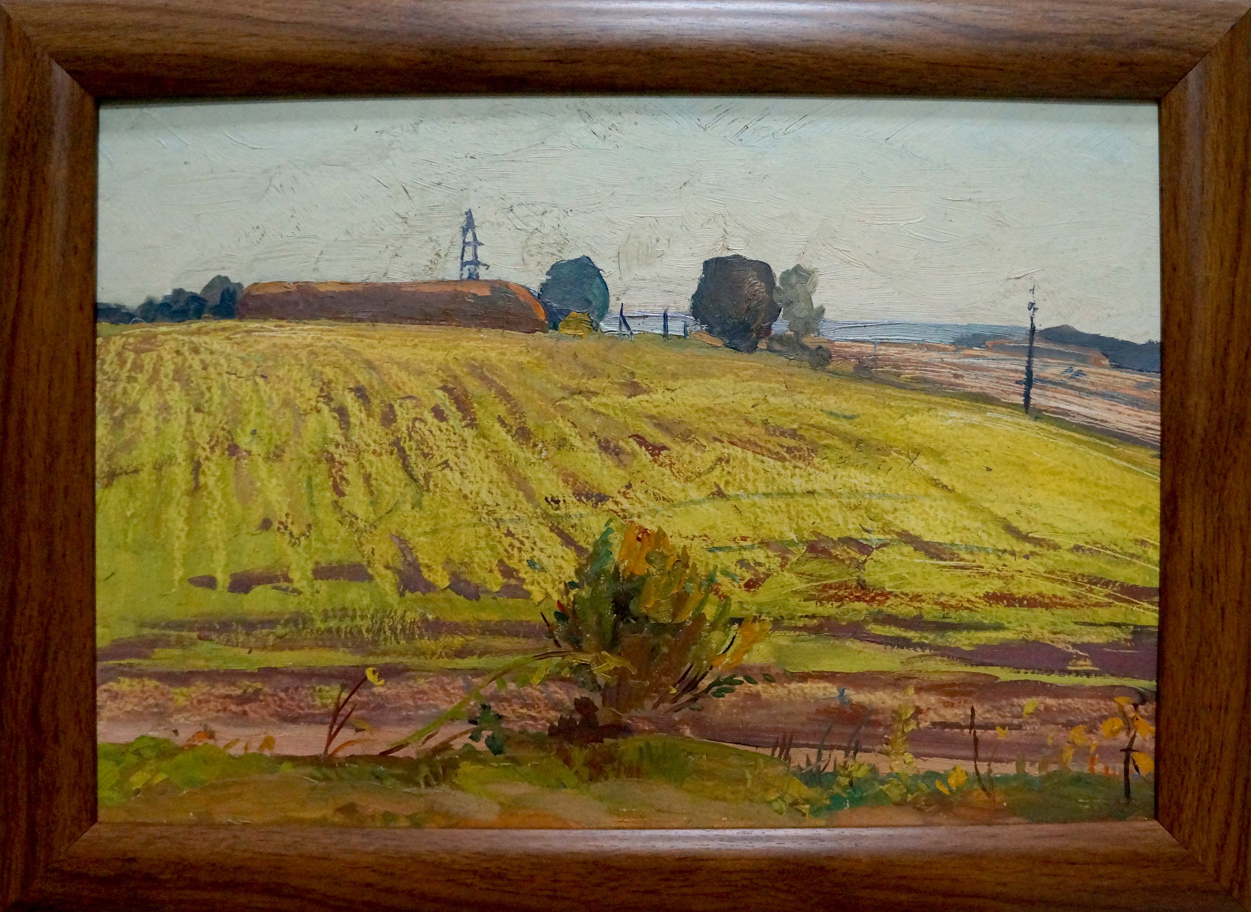 Oil painting Farmer's field Unknown artist