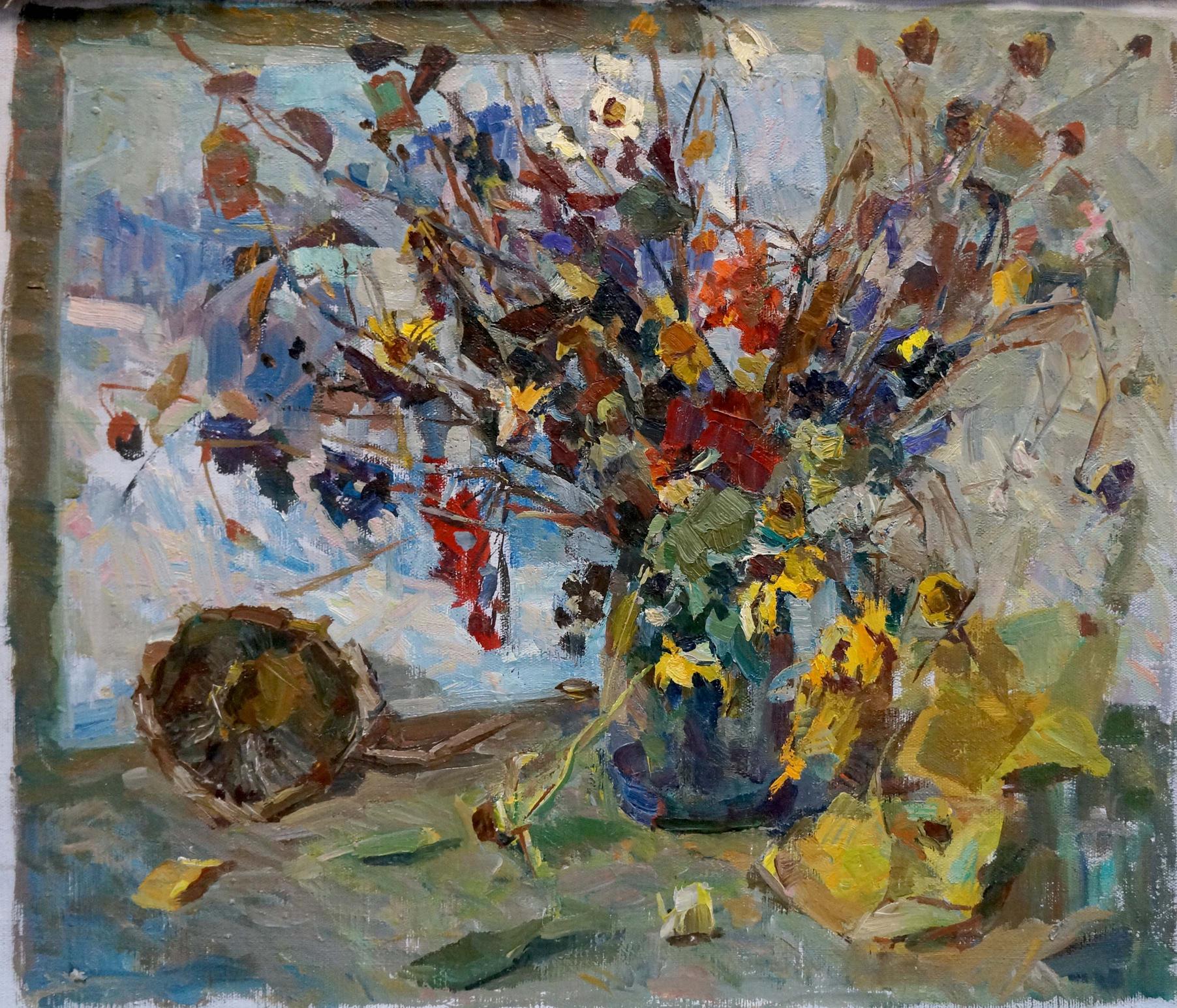 Oil painting Flowers and lemon Vera Dovgalevskaya