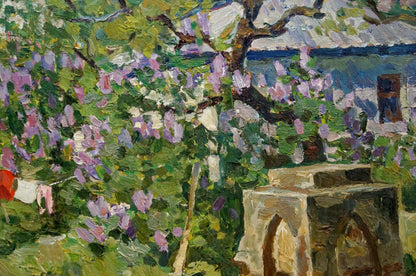 Oil painting Courtyard landscape Fomin Anatoly Nikiforovich