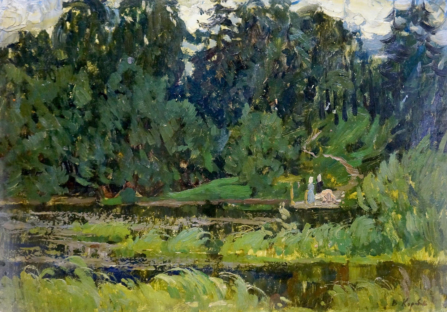 Oil painting River landscape Korobov Vladimir Andreevich