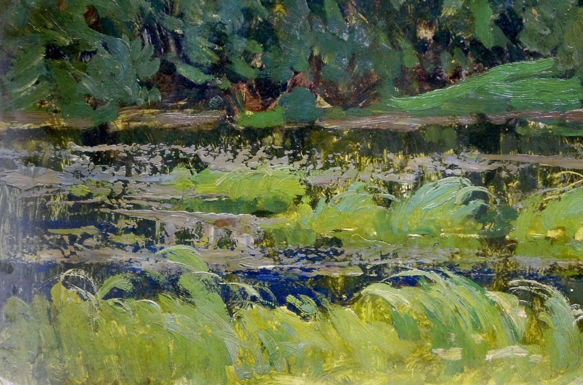 Vladimir Andreevich Korobov's oil painting depicting a river landscape