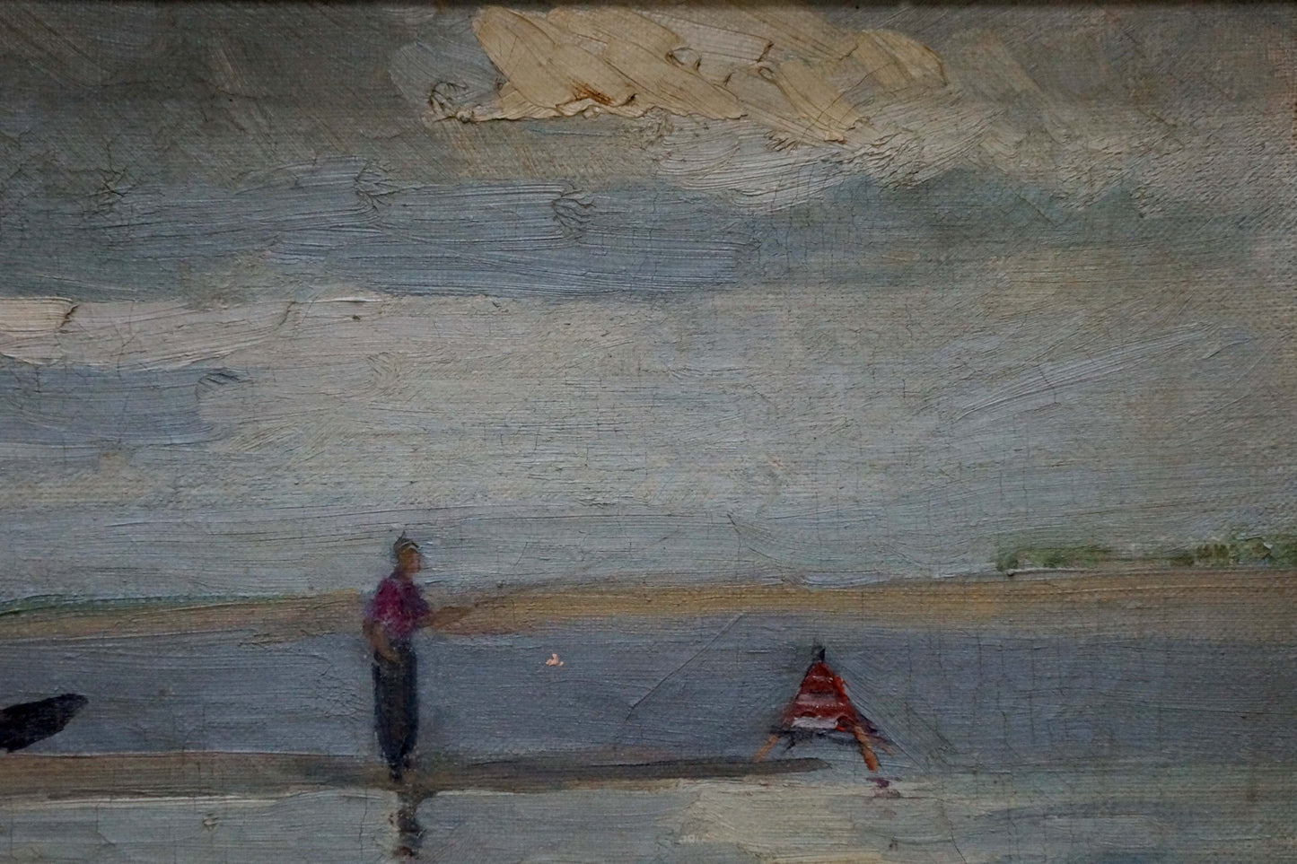 Oil painting Riverbank Fishing Experience Unknown artist