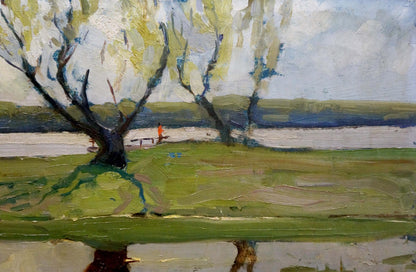 Oil painting Spring on the Dnieper Petrov Georgy Petrovich