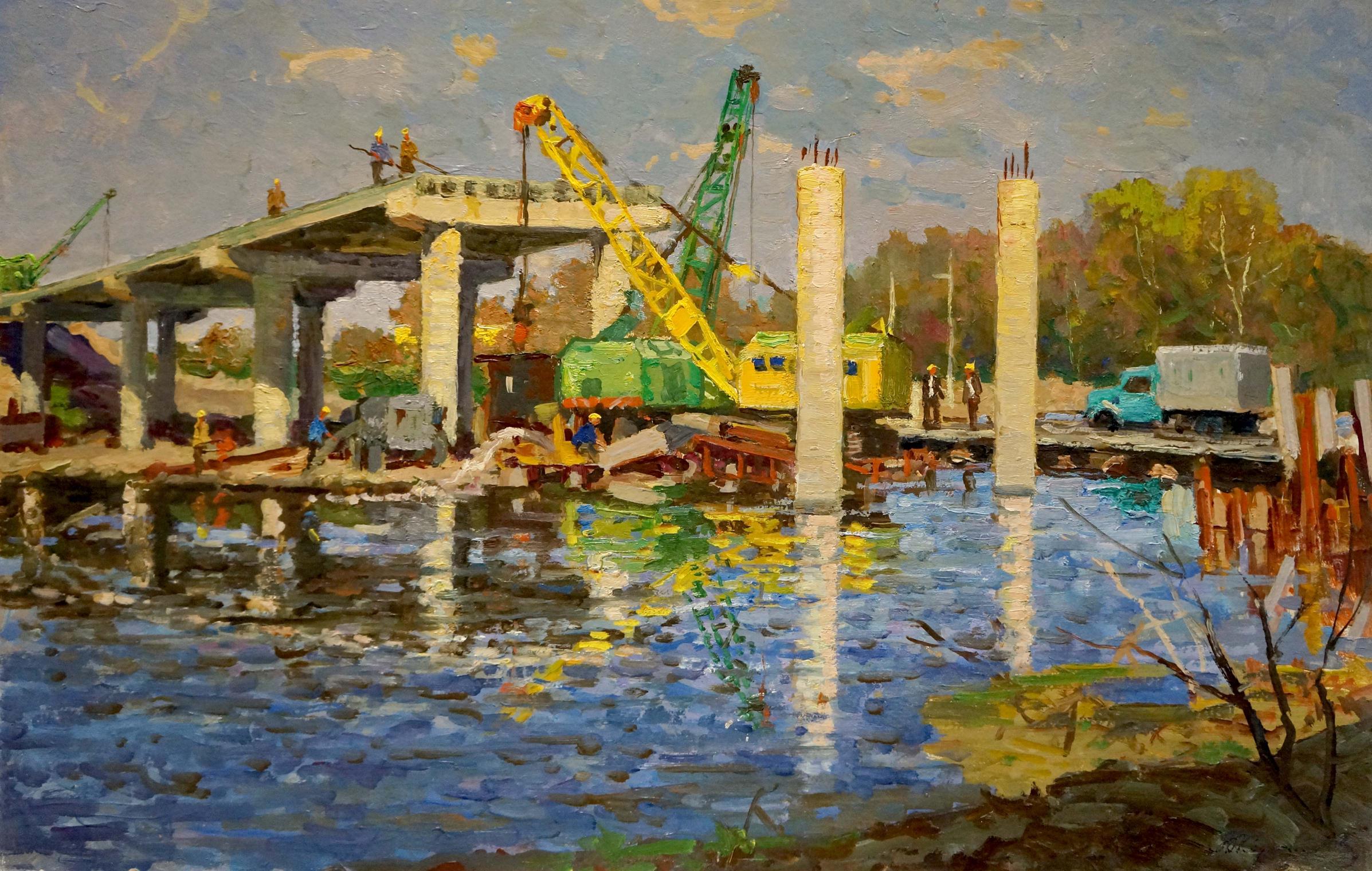 Oil painting Building construction Korygin Konstantin Nikolaevich