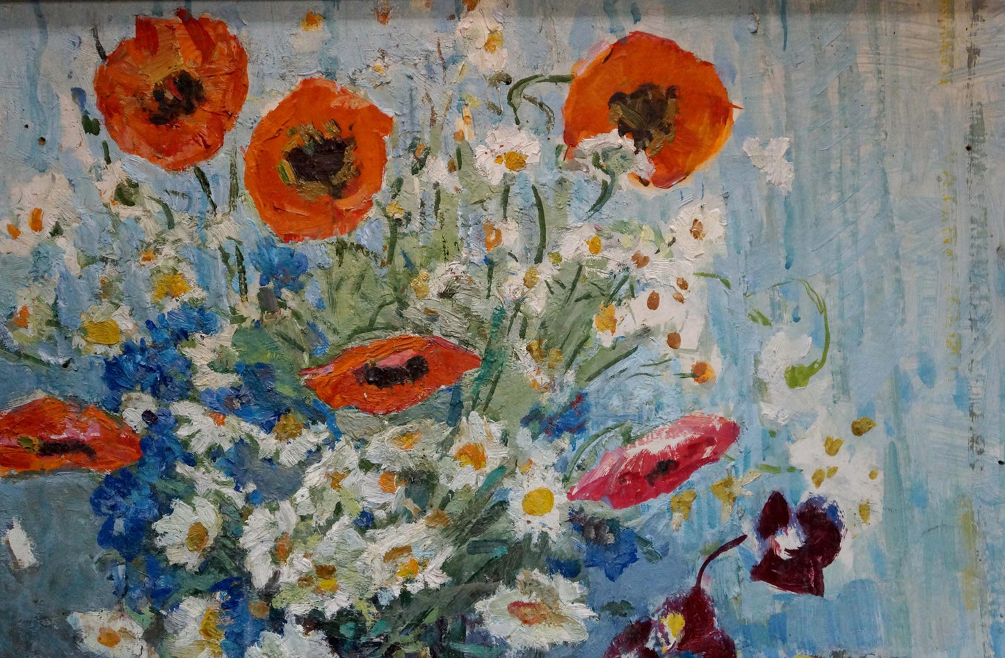 Oil painting Poppies and daisies Kapkanets Tamara Nikitichna