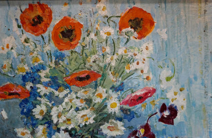 Oil painting Poppies and daisies Kapkanets Tamara Nikitichna