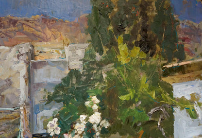 Oil painting Old courtyard Ryman Evgeny Nikolaevich