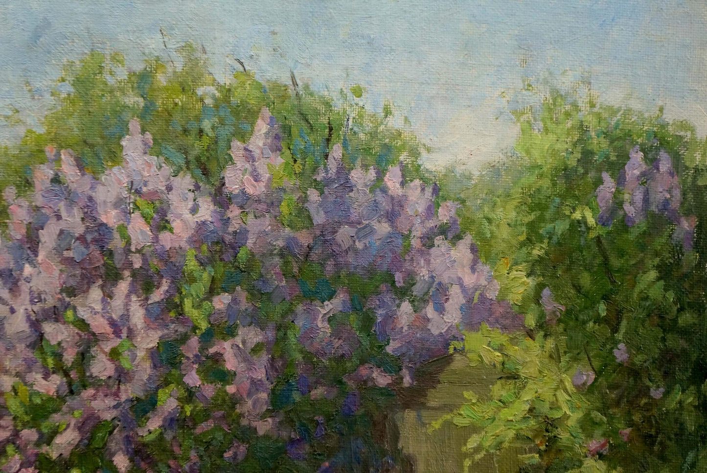 Oil painting Lilac blooms by the yard Fedorov Nikolay Alekseevich