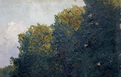 Oil painting Forest and long road Unknown artist