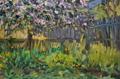 Oil painting A tree blooms in the yard Kisel Ivan Gordeevich