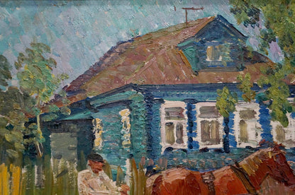 Oil painting Street in the village Baumeister Oleg Viktorovich