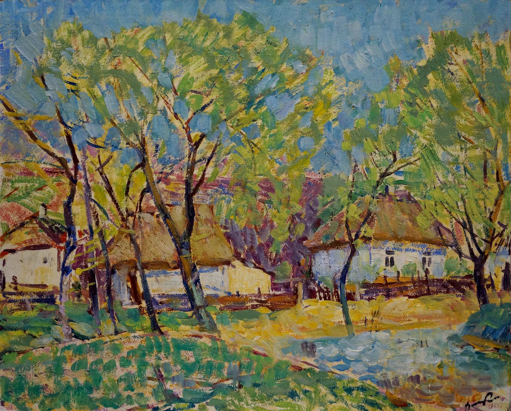 Oil painting Village Kisel Ivan Gordeevich