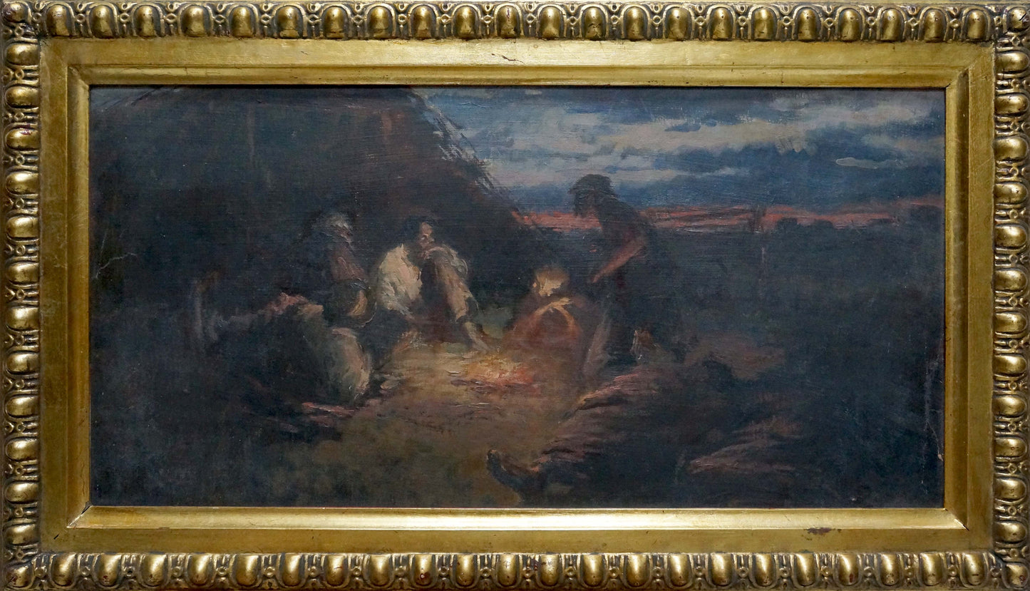 Oil painting Evening, people rest