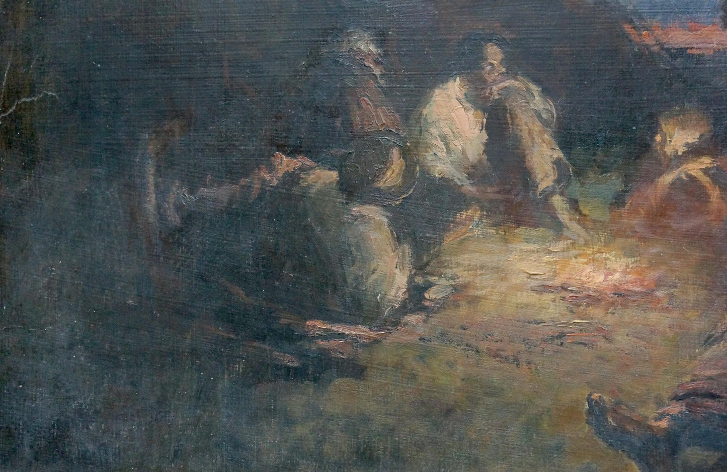 Oil painting Evening, people rest