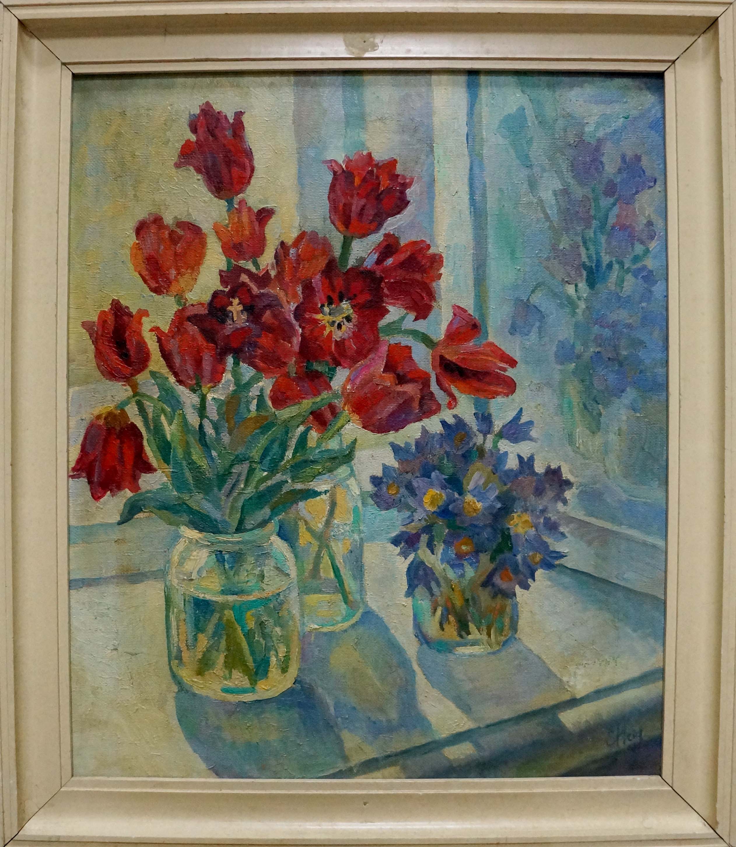 Oil painting Poppies by the window Nechiporenko Elena Henrikhovna