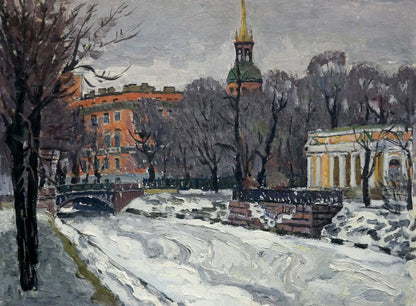 Oil painting Spring Leningrad Karpov Yuri Fedorovich