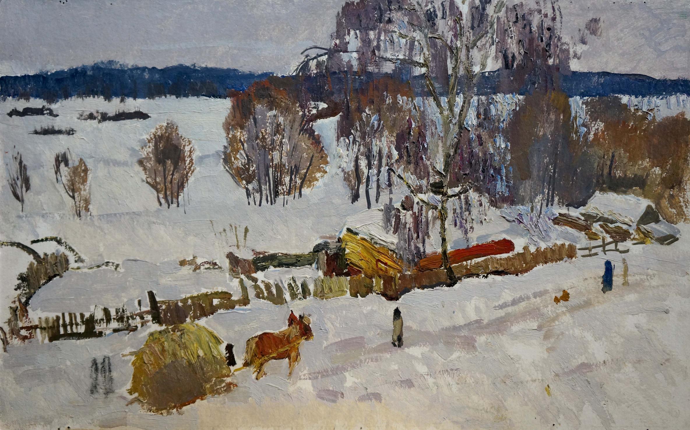 Oil painting Winter landscape Zvyagintsev Rostislav Mikhailovich