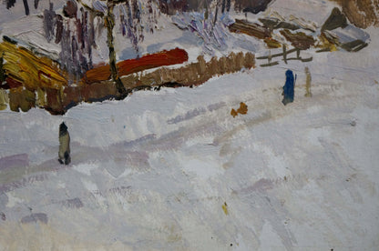 Rostislav Mikhailovich Zvyagintsev's portrayal of a winter landscape in oil