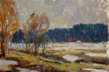 Oil painting Snow melts Sidorov Alexey Evdokimovich