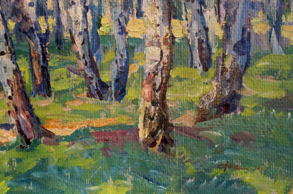 Oil painting Blue birch Fomin Anatoly Nikiforovich