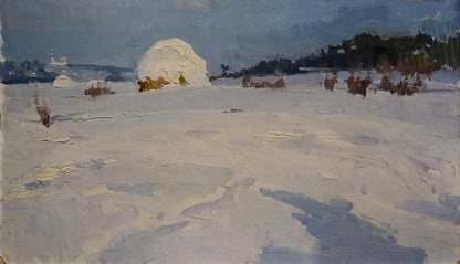 Oil painting Winter landscape Petrov Georgy Petrovich