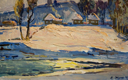 Oil painting Winter in Sednev Zhugan Vladimir Alexandrovich
