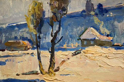 Oil painting Winter in Sednev Zhugan Vladimir Alexandrovich