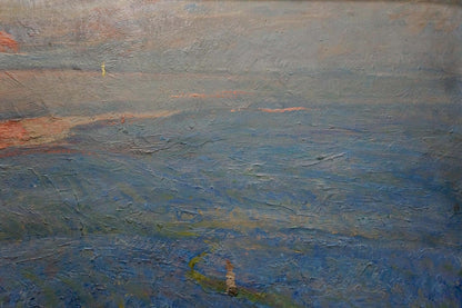 Oil painting Flax blossomed Zvyagintsev Rostislav Mikhailovich