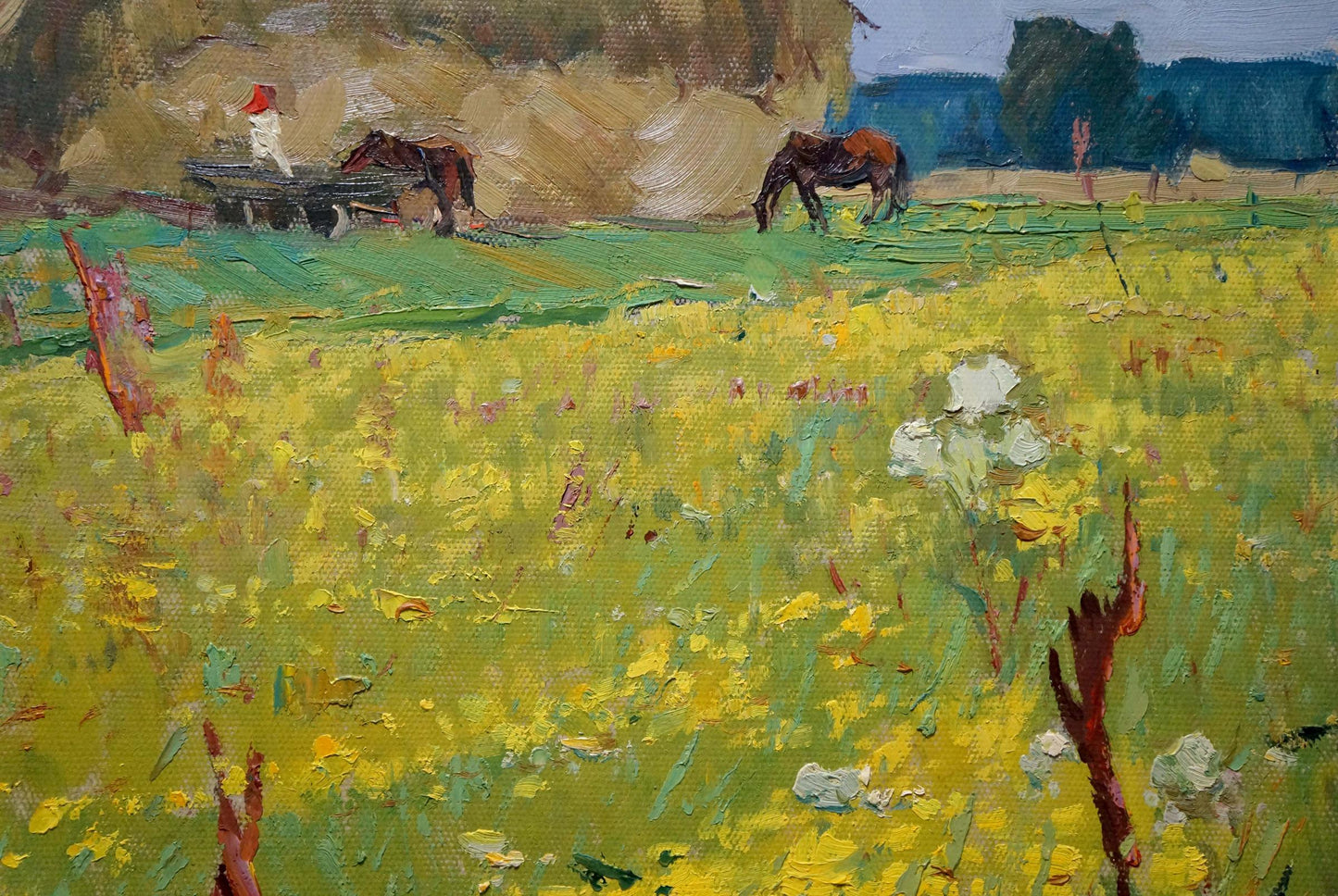 Oil painting Haystacks Sevastyanov Viktor Grigorievich
