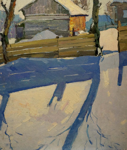 Oil painting Courtyard landscape Viktor Sevastyanov