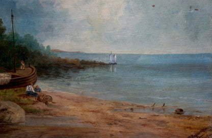 Oil painting People near the shore Lorentsev R.