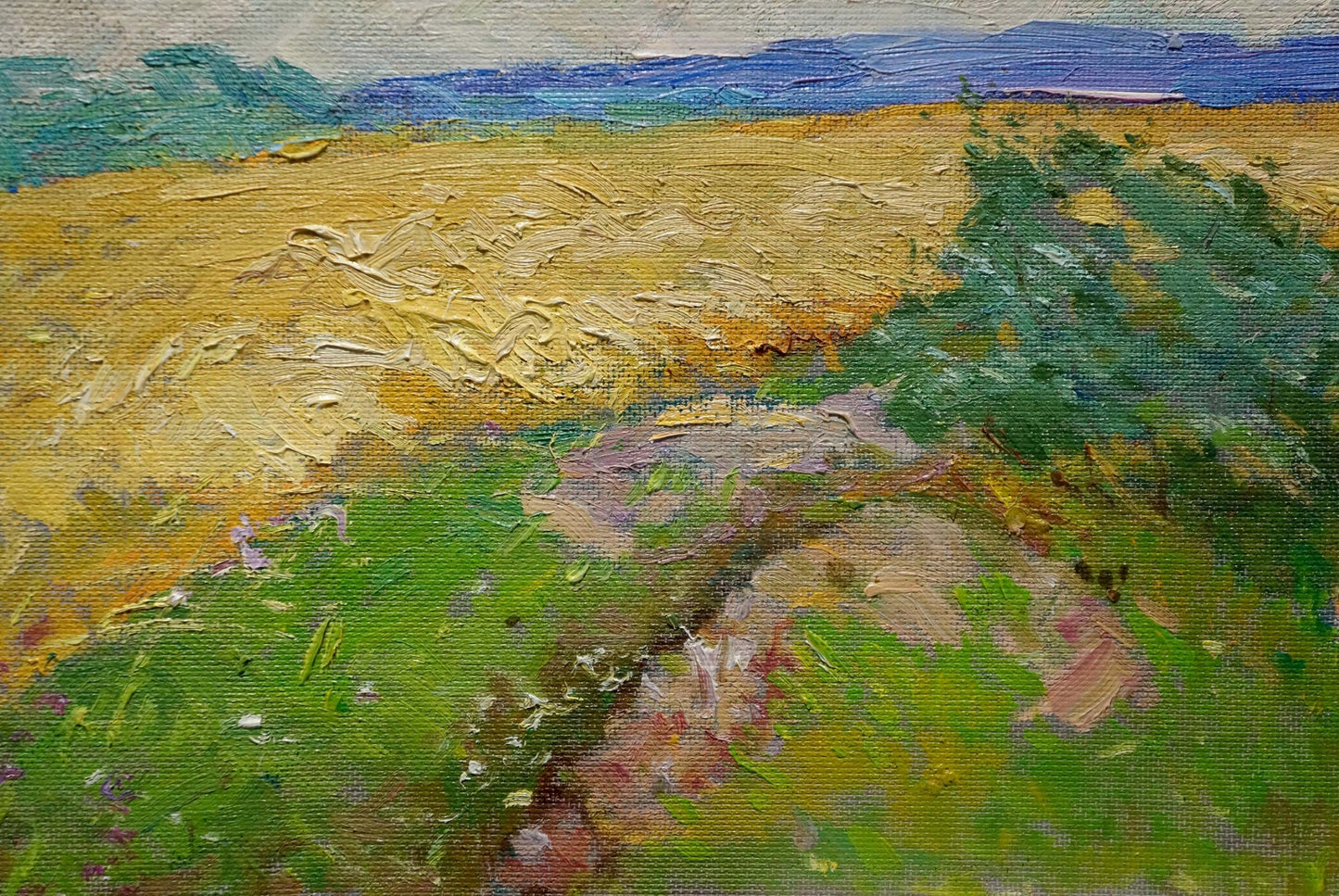 Oil painting Sevastyanov Viktor Grigorievich Field landscape