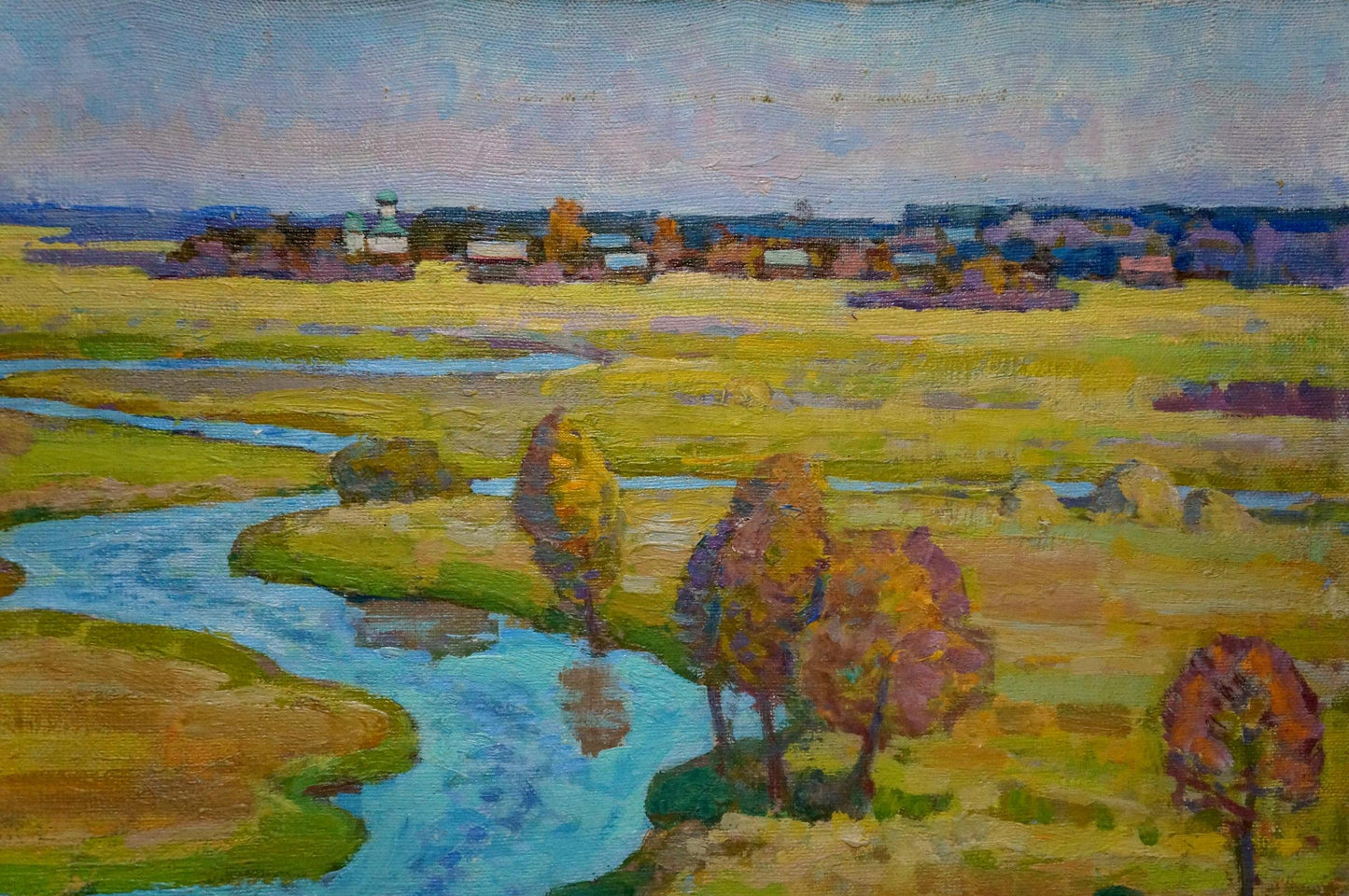 Oil painting River landscape Ruban Grigory Savelievich
