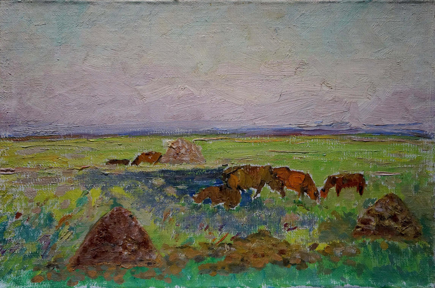 Oil painting Animals graze Sevastyanov Viktor Grigorievich