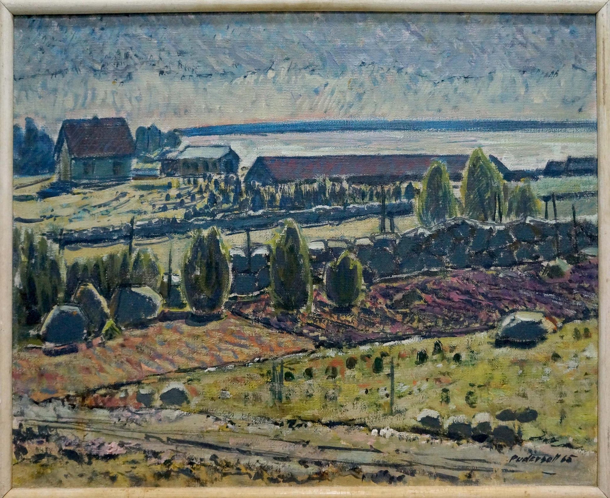 Oil painting House near the sea Lithuanian artist