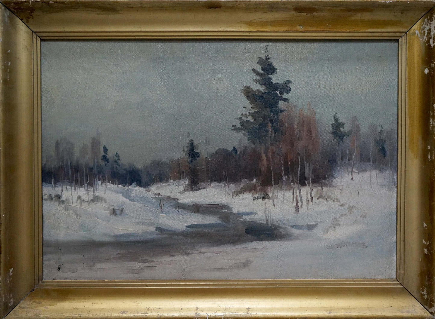 Oil painting Winter landscape