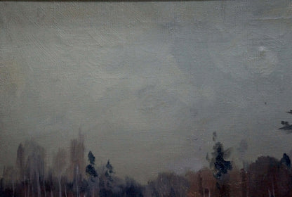 Oil painting Winter landscape