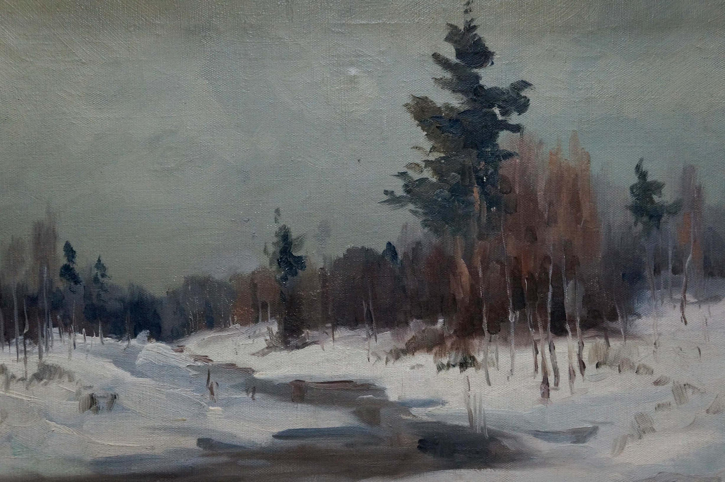 Oil painting Winter landscape An artist from Stavropol