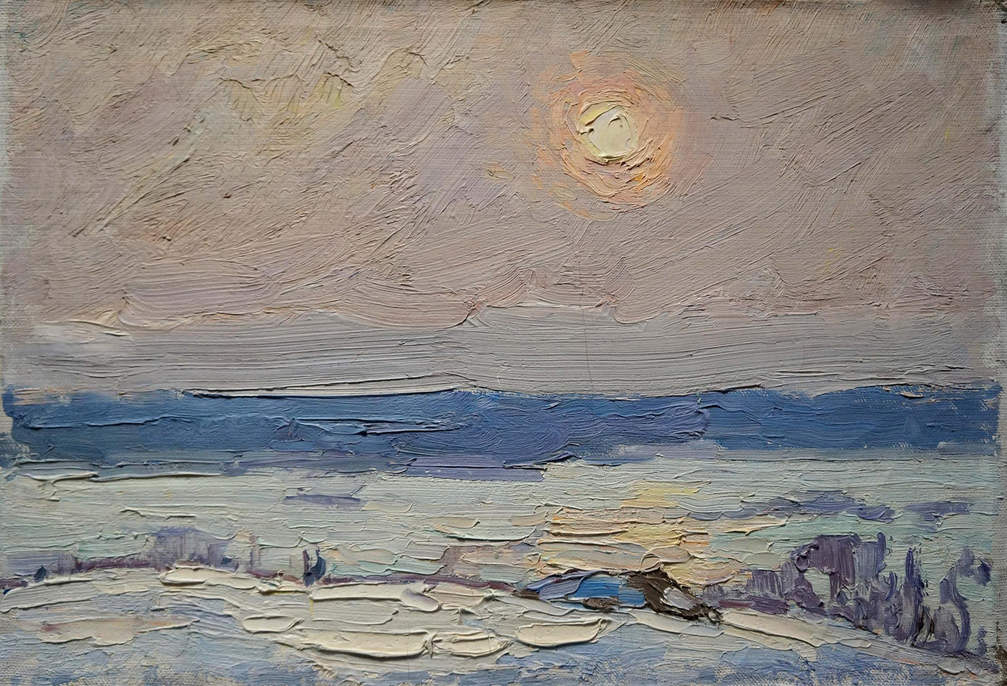 Oil painting Sunset landscape Sevastyanov Viktor Grigorievich