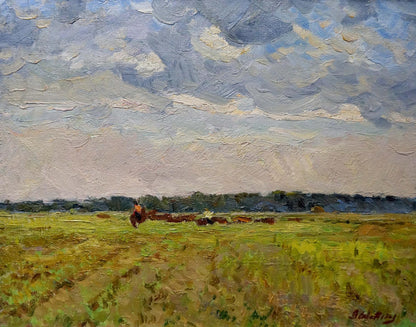 Oil painting In field Sevastyanov Viktor Grigorievich
