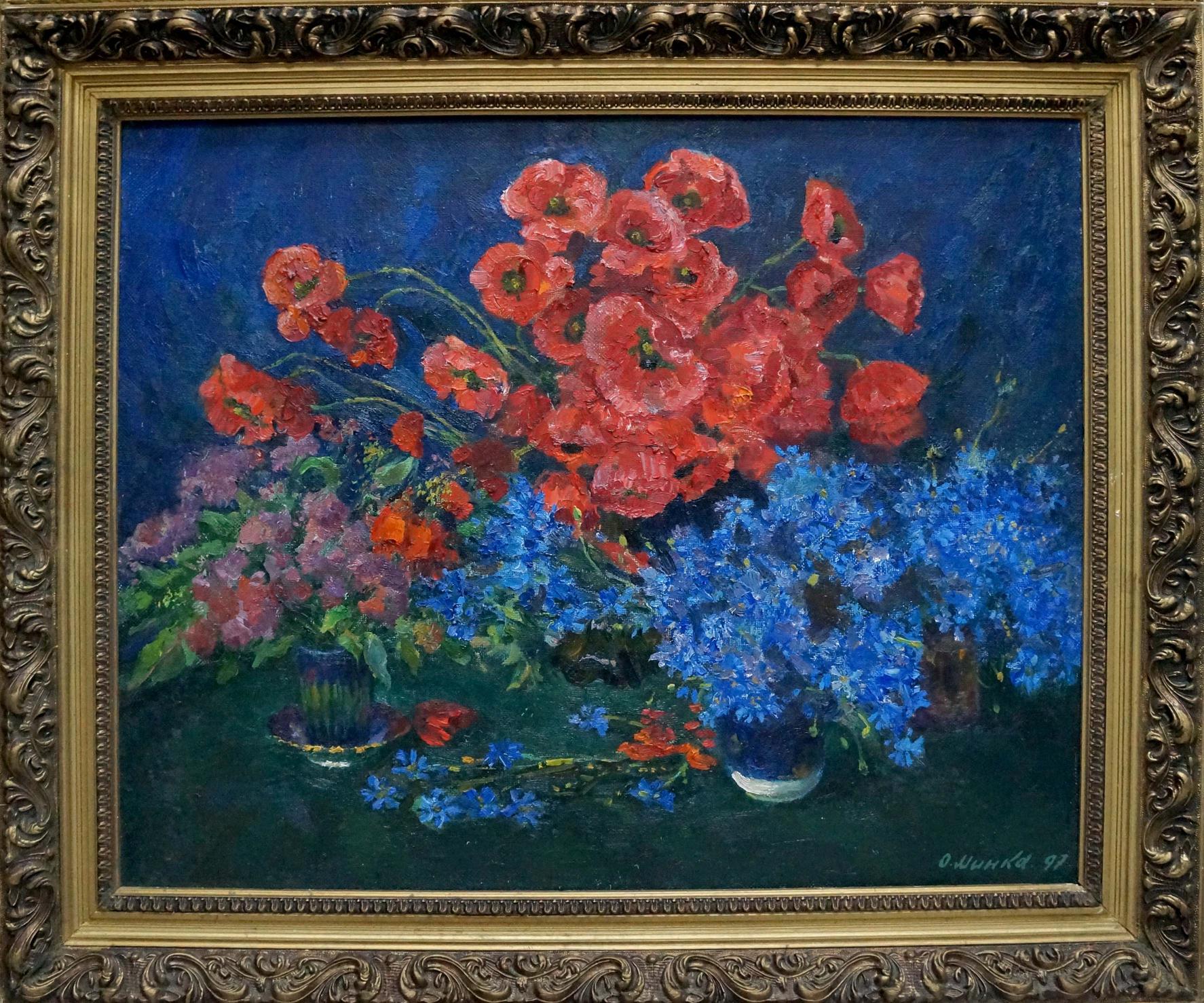 Oil painting Still life with poppies Mynka Alexander Fedorovich