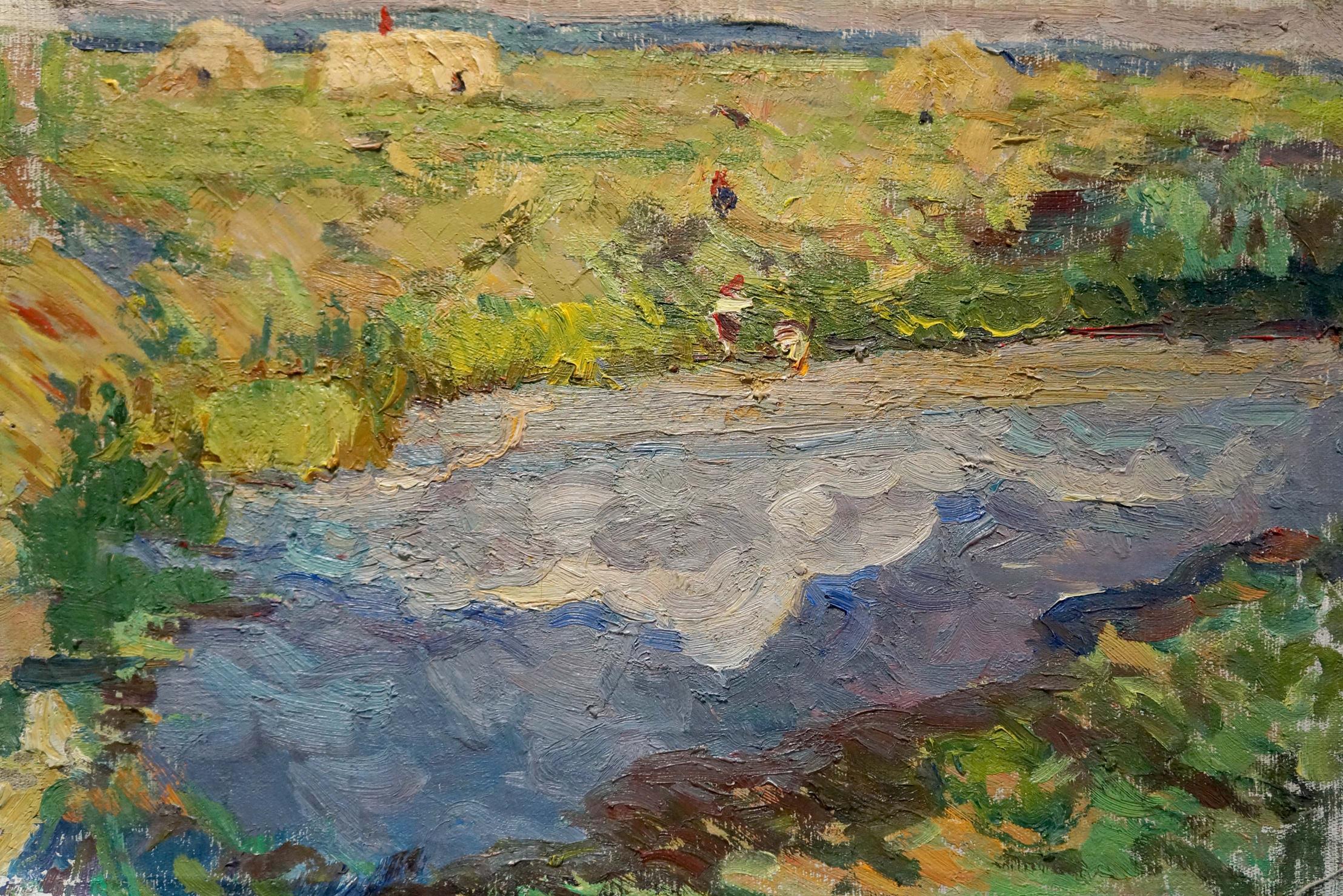 Oil painting People by the river Sevastyanov Viktor Grigorievich