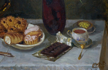 Oil painting Food on the table Ozernikov Vladimir Borisovich
