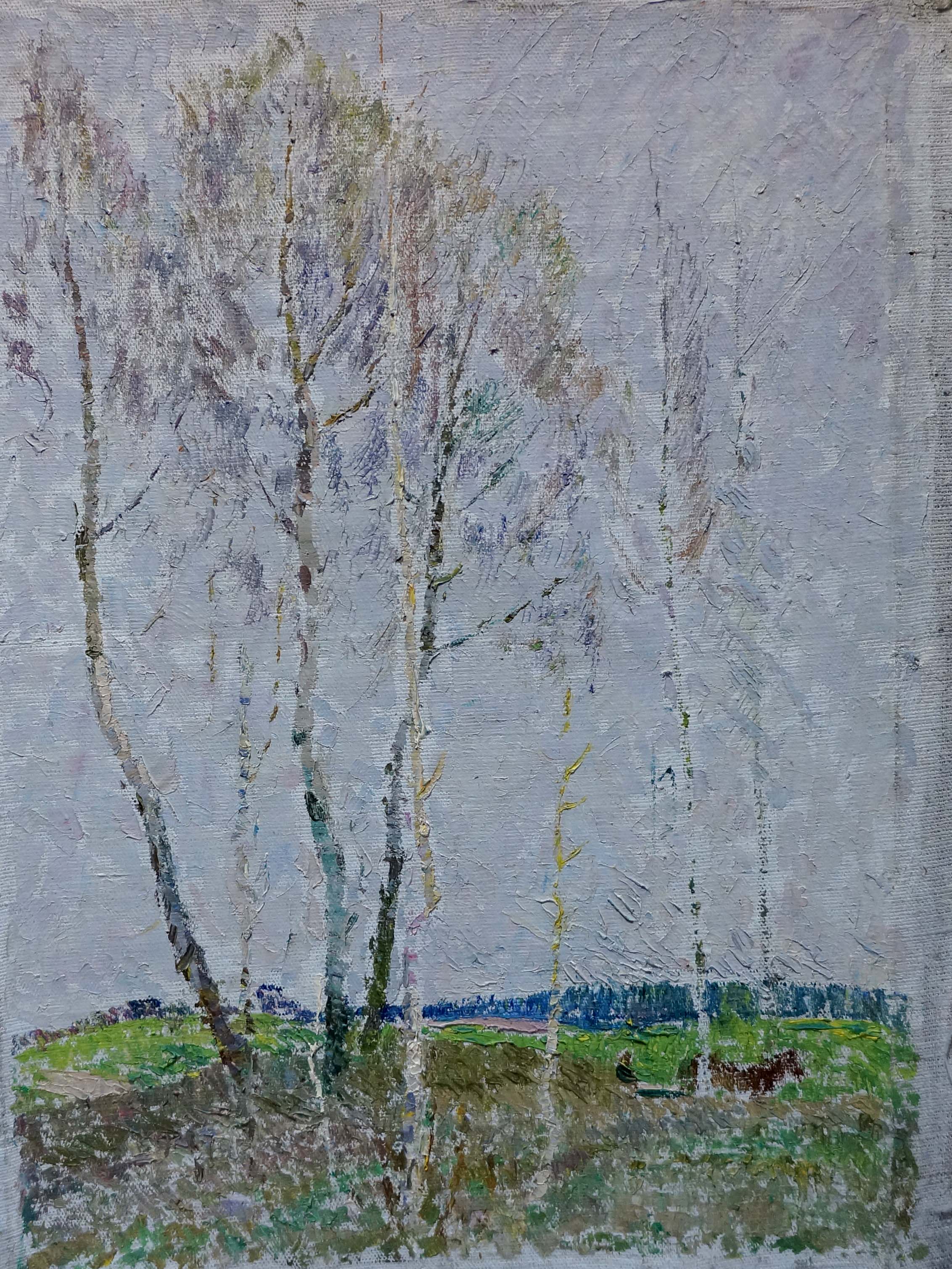 Oil painting Lonely birches Sevastyanov Viktor Grigorievich