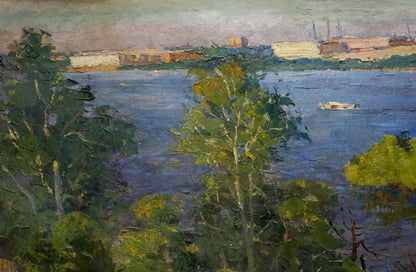 Oil painting River landscape Egorov Boris Kuzmich