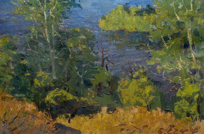 Oil painting River landscape Egorov Boris Kuzmich