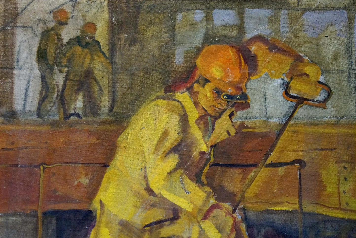 Worker Portrait: Oil Painting by Besedin Sergei Fotievich