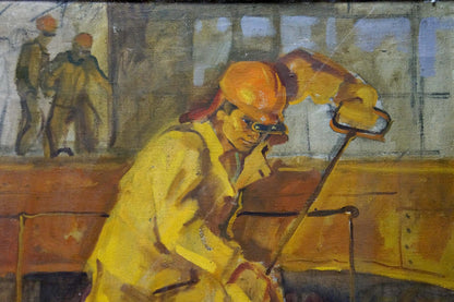 Oil Artwork: Worker Portrait by Besedin Sergei Fotievich