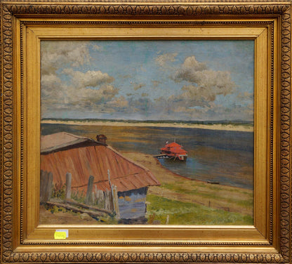 Oil painting House by the shore Mynka Alexander Fedorovich